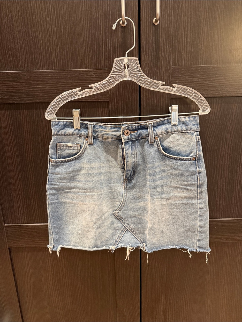 Made for A Restless Generation Light Blue Distressed Denim Mini Skirt